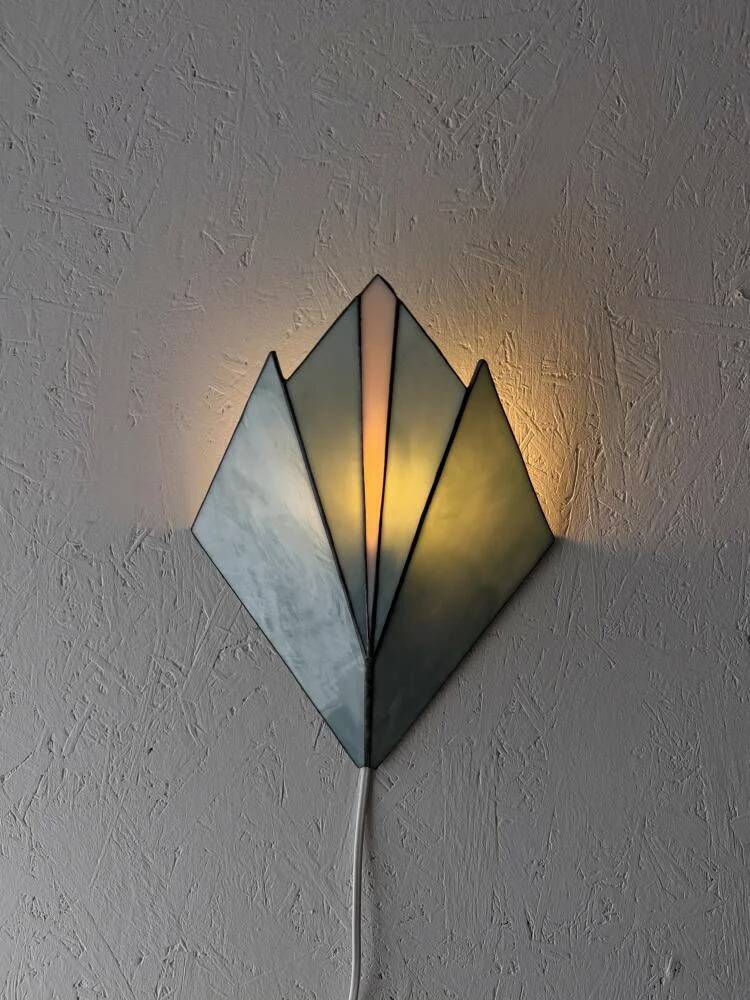 Vintage stained glass wall lamp 1970s