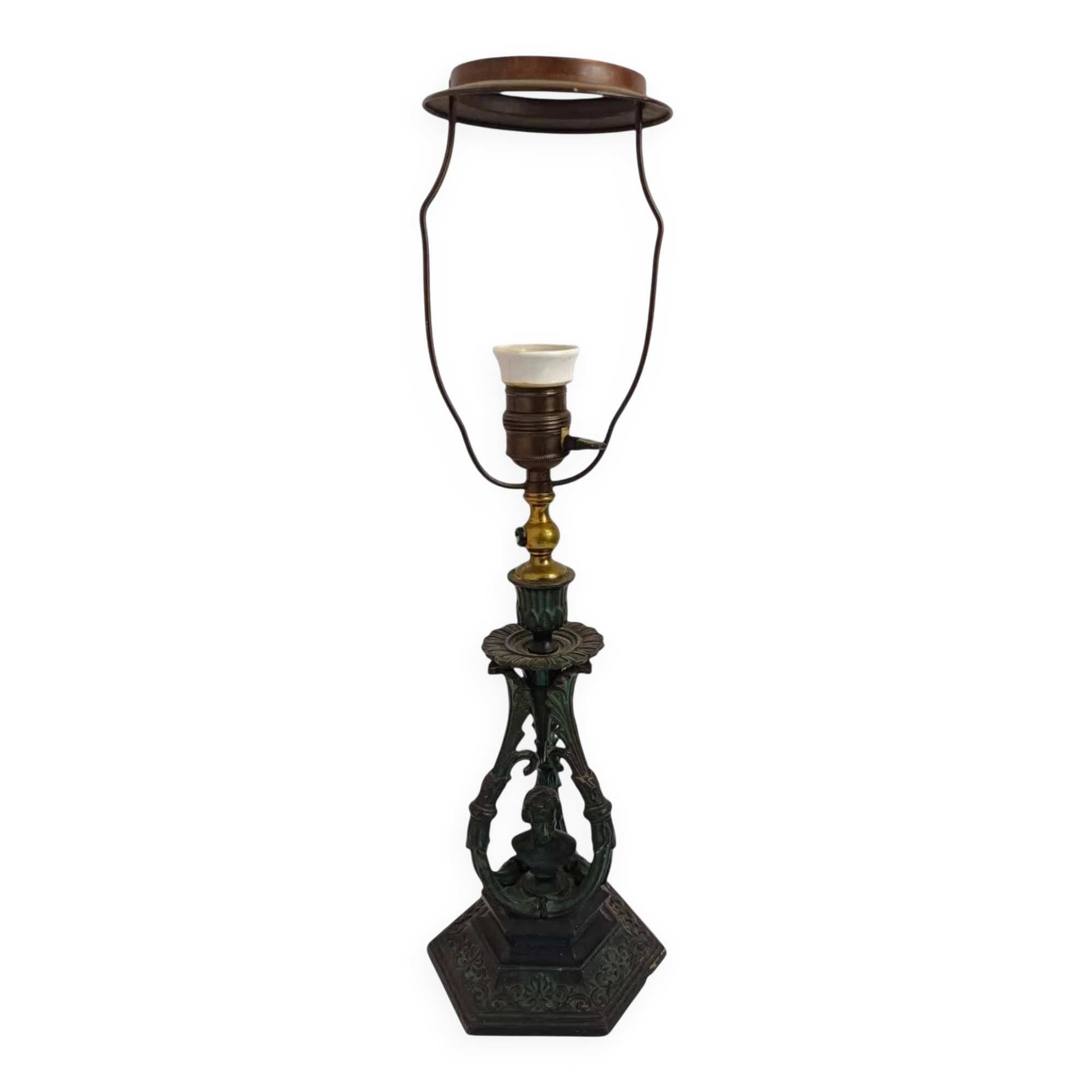 Chandelier lamp Schiller, cast iron and brass, Germany 19th century