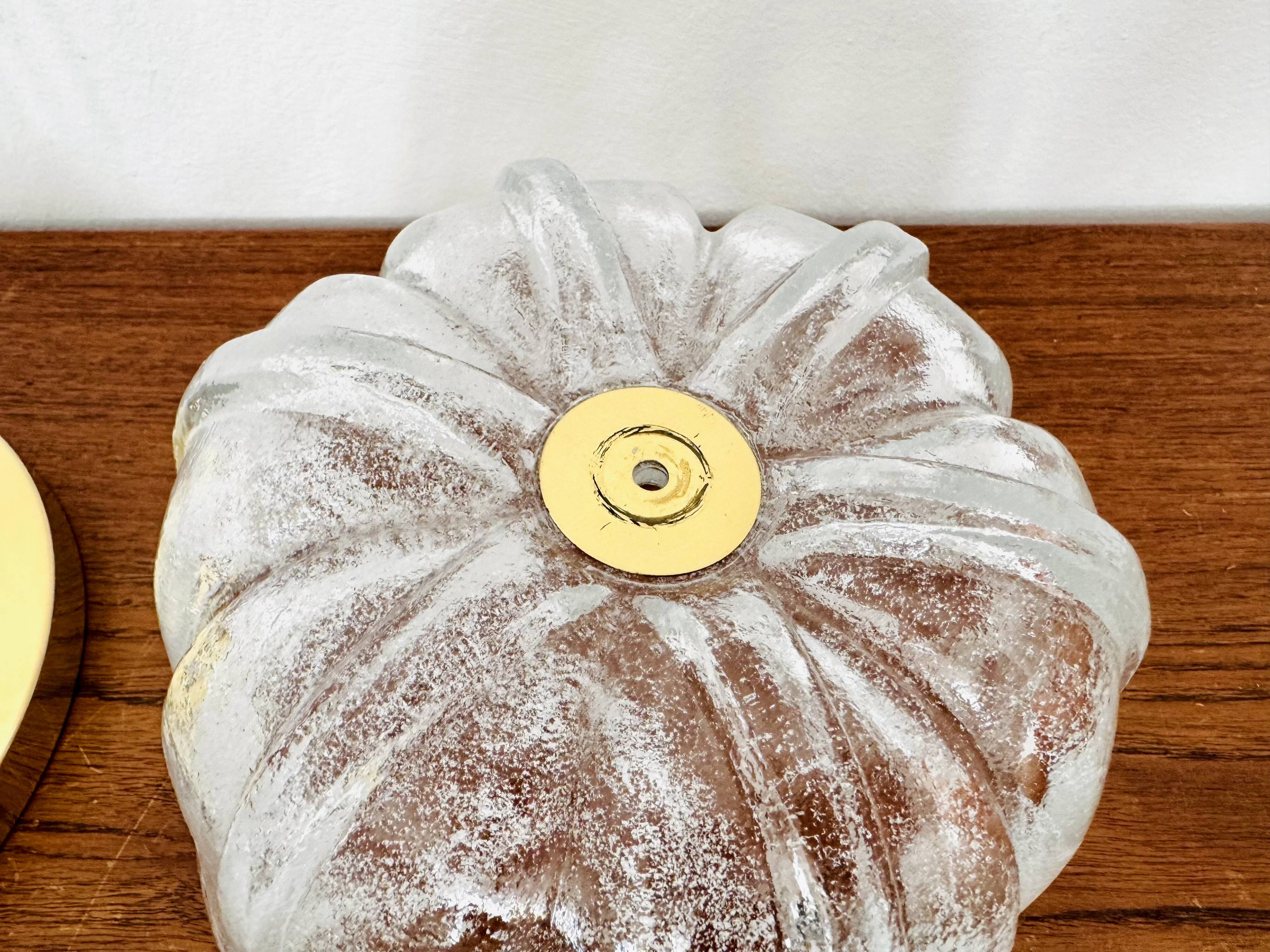 Brass and Glass Flush Light by Glashütte Limburg