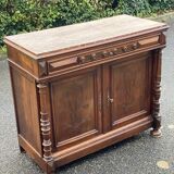 Henri II two-door sideboard in solid wood and marble