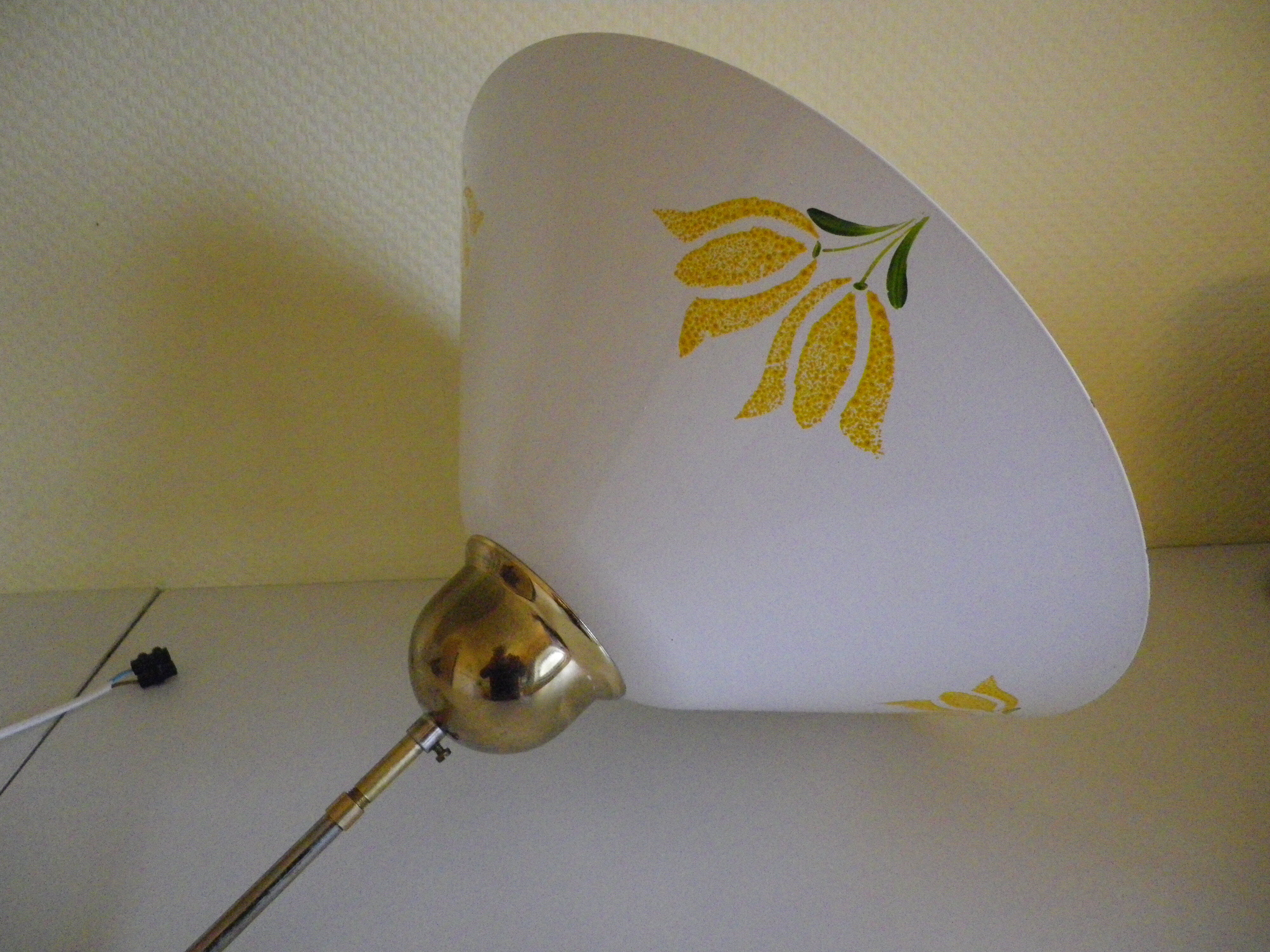 Vintage 1970s white enamelled sheet metal pendant