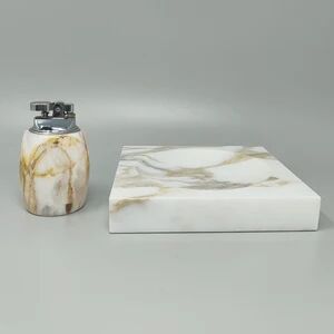 1960s mid-century modern Italian onyx smoking set with table lighter & ashtray