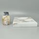 1960s mid-century modern Italian onyx smoking set with table lighter & ashtray