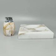 1960s mid-century modern Italian onyx smoking set with table lighter & ashtray