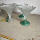 Set of 6 Art Deco dessert bowls in frosted glass with a gradient stem.