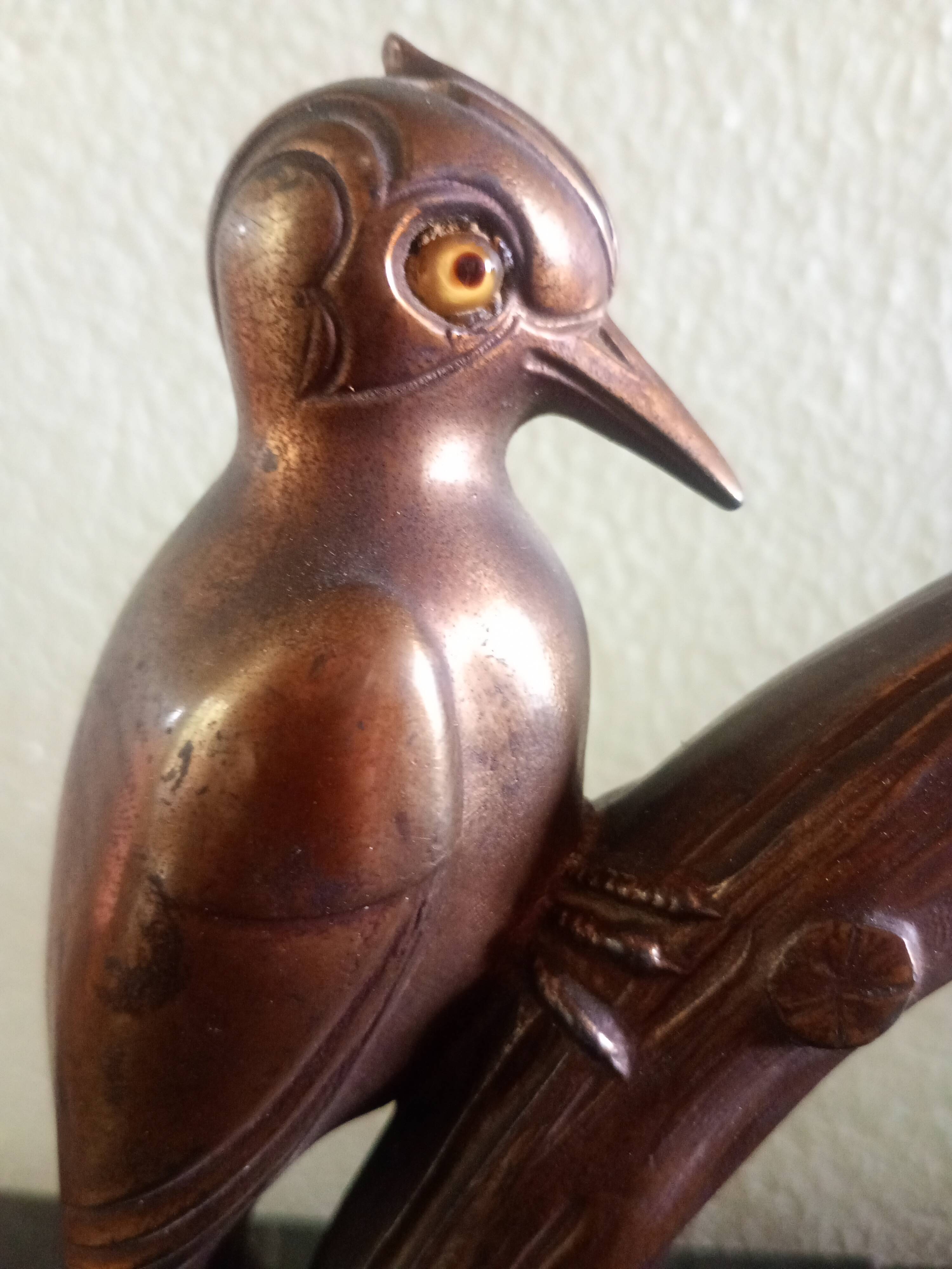 Frajou - Paire de Serre-livres aux oiseaux Pic & marbre portor