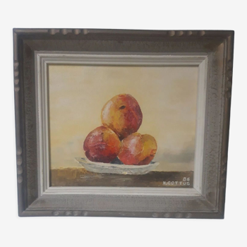 Signed still life with fruit framed painting