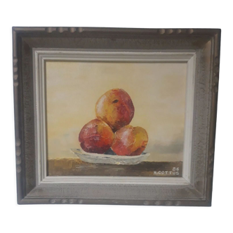 Signed still life with fruit framed painting