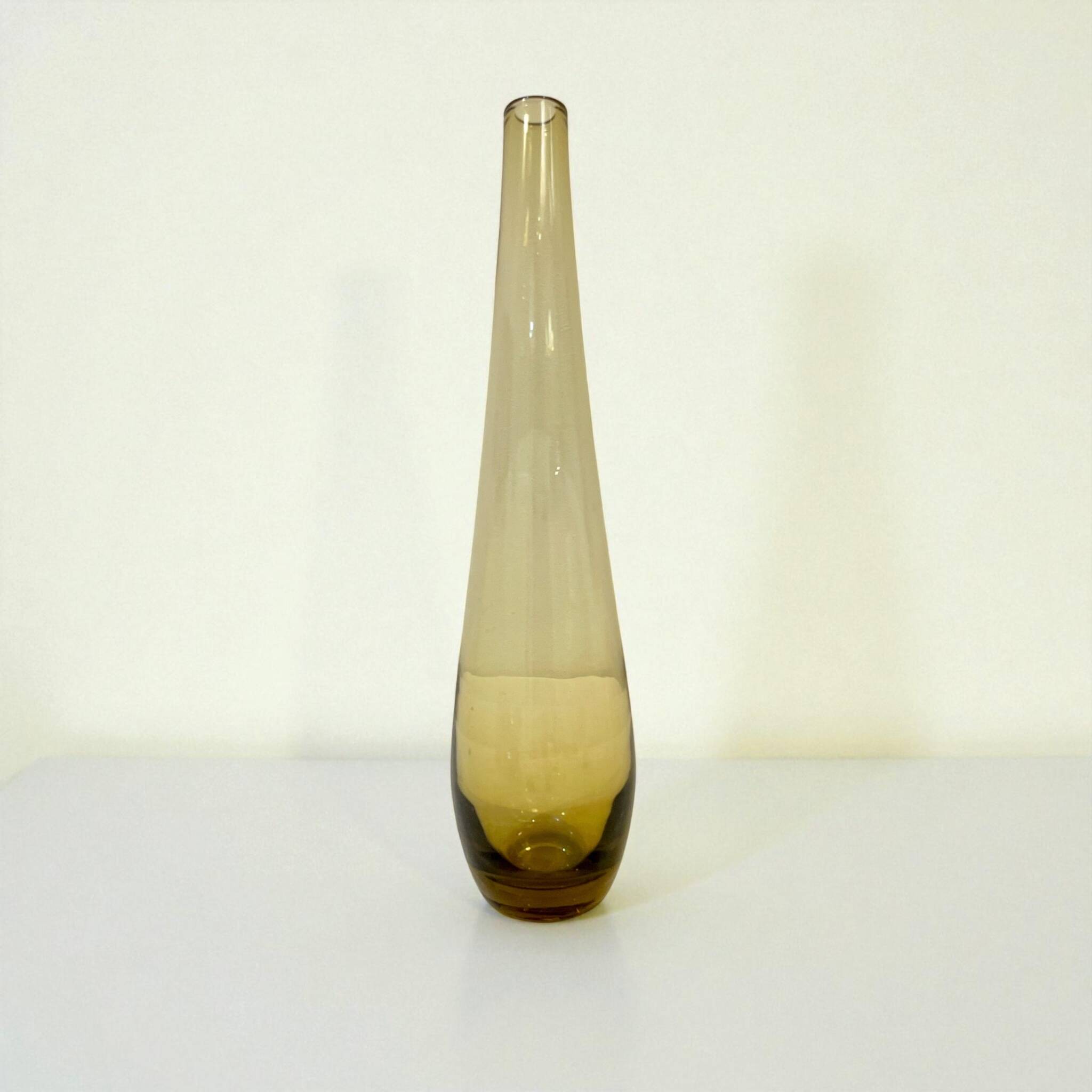 Scandinavian smoked yellow blown glass vase by Lotta Pettersson