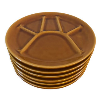 6 plates with Vintage fondue in earthenware of Saint Amand model Cognac
