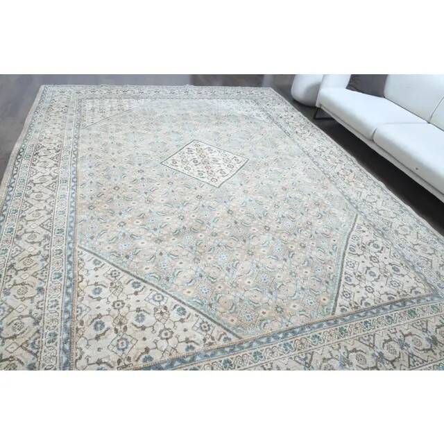 1970s Vintage Persian Handmade Wool Cotton Brown Area Rug 292x400