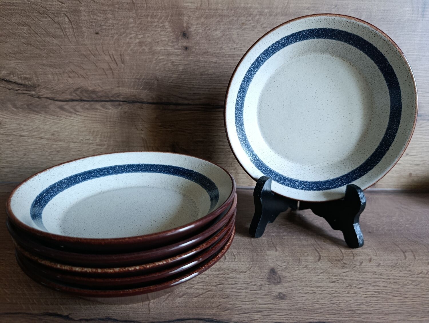 6 ceramic deep plates from the 1960s by MBFA Pornic, model Gobi.