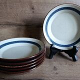 6 ceramic deep plates from the 1960s by MBFA Pornic, model Gobi.