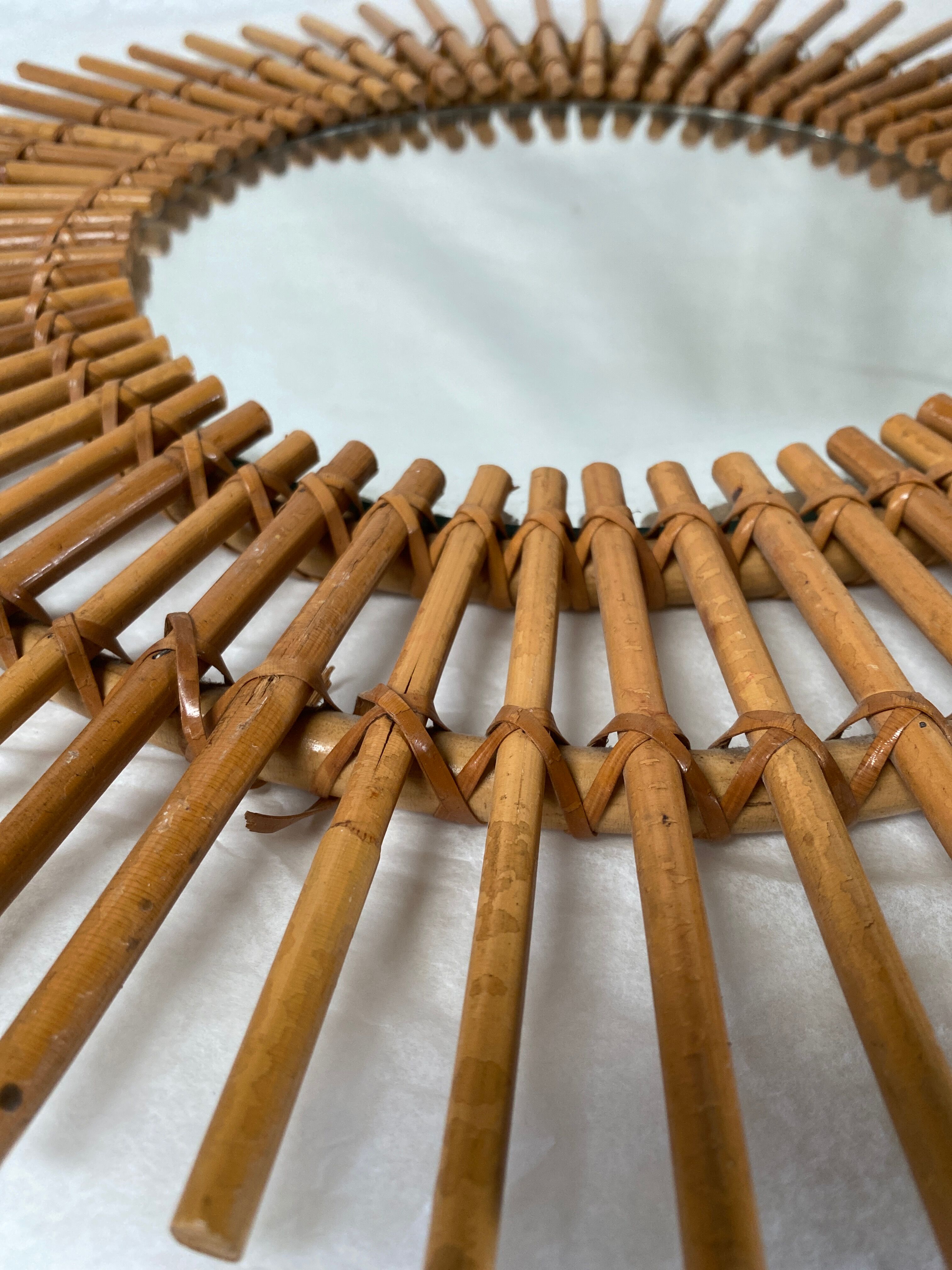 Vintage rattan sun mirror 48cm