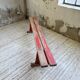 1950s oak bench with red patina, 2m