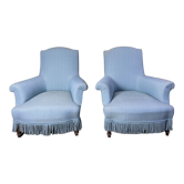 Pair of English blues shepherdess armchairs