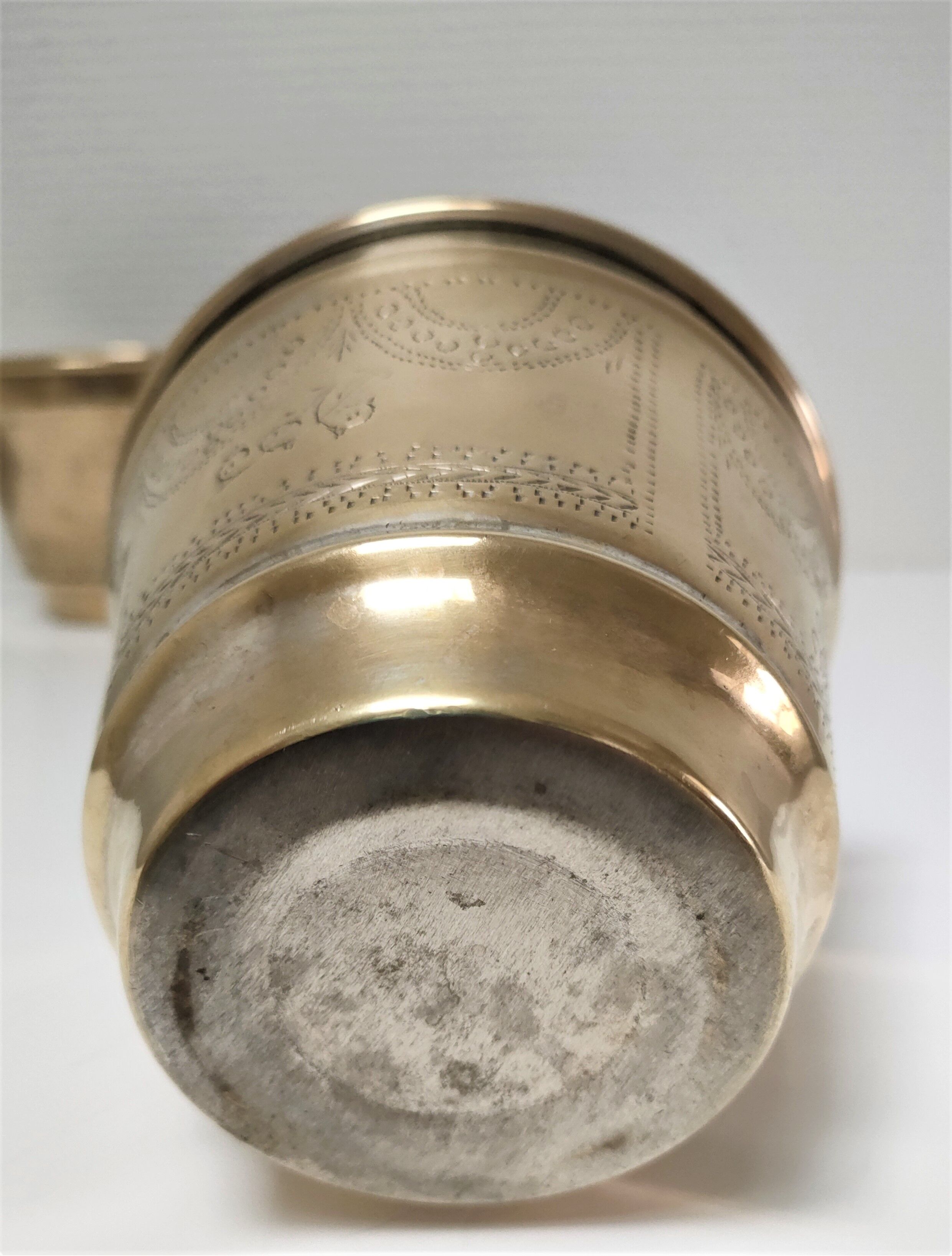 Three pot covers brass silver cover golden patina monogram early twentieth century