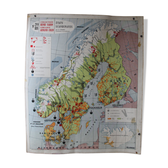 Carte ancienne N°253 « Etats Scandinaves » relief sites industriels villes