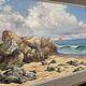 Large painting 109 × 78 cm – Seaside scene signed Marc Chailloux (1902-1971)