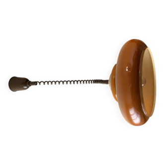 Vintage brown plastic ceiling light with spiral suspension, 1960s, Czech Republic.