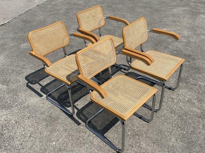 Set of 4 Cesca model armchairs by Marcel Breuer