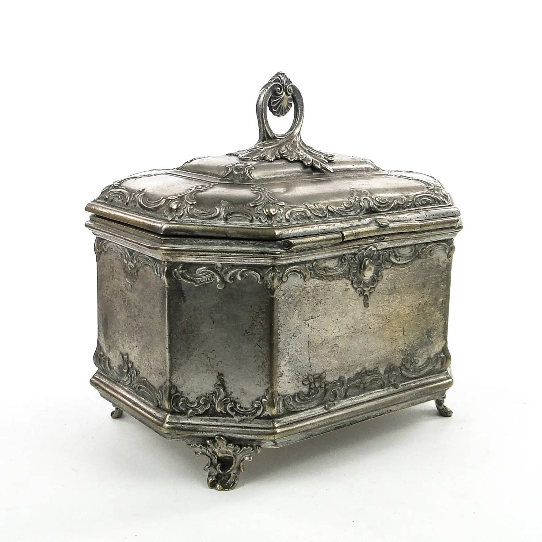 Rococo sugar bowl, silver-plated brass, Norblin, Poland, early 20th century