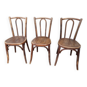 Trio de chaises bistrot Baumann 1920