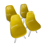 4 chaises jaune citron Eames pied Eiffel base herman Miller