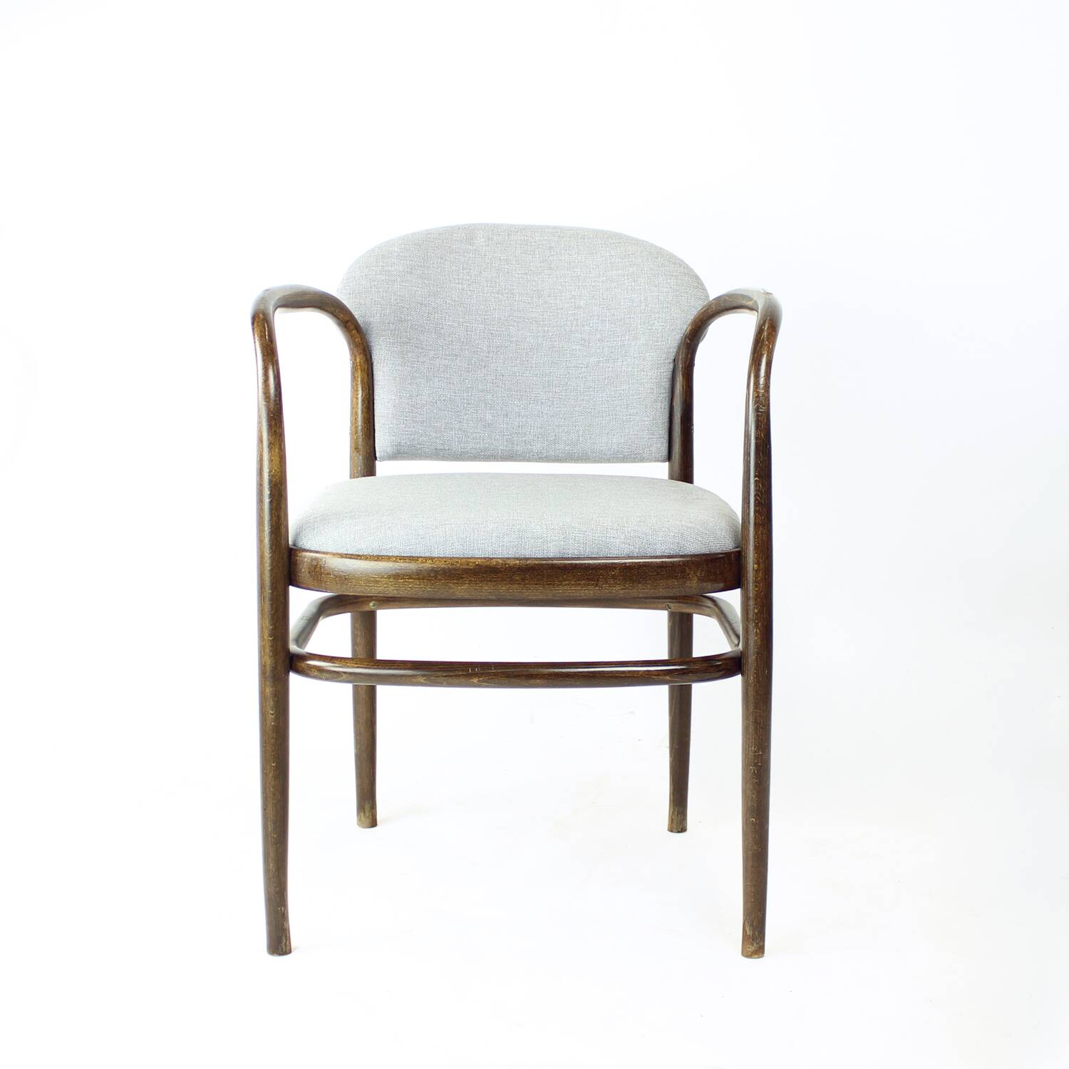 Curved wooden armchair, Czechoslovakia, 1950s