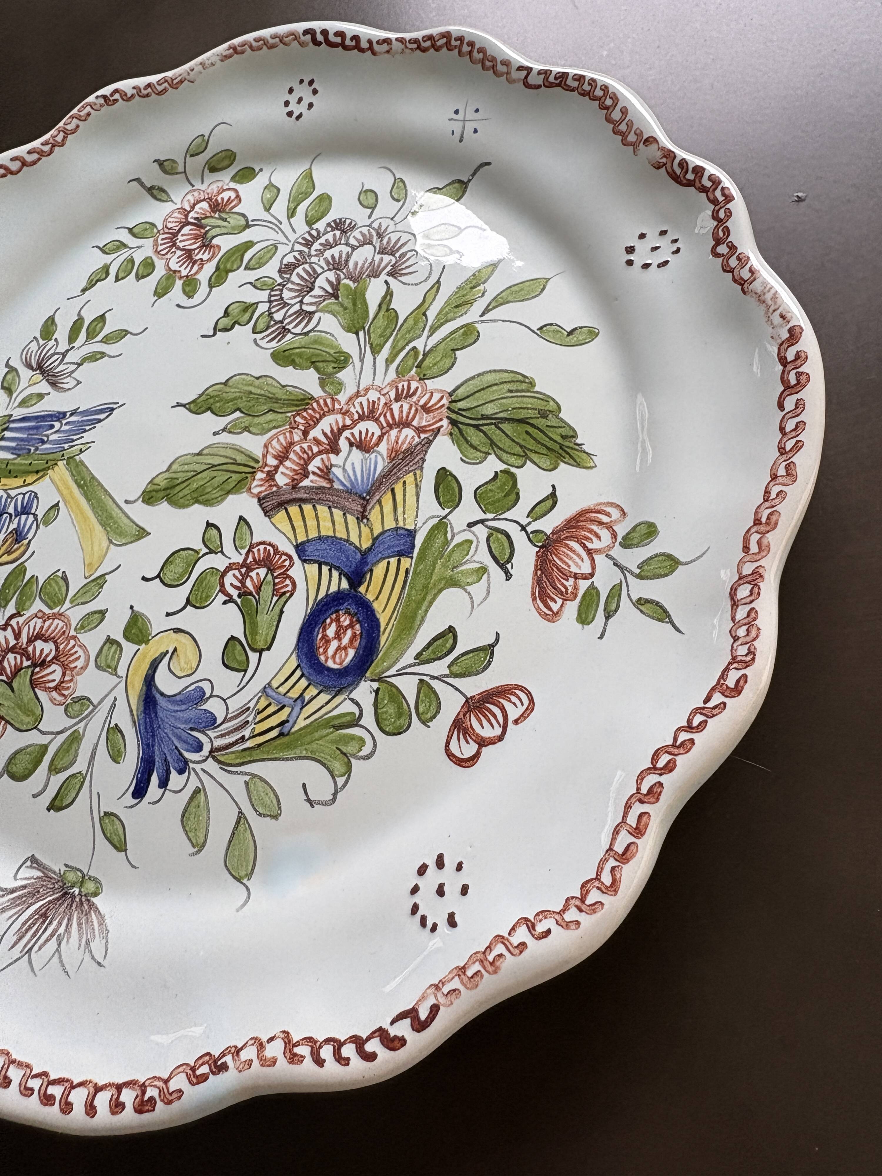Hand-painted Rouen porcelain plate