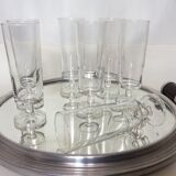 Set of 7 70s flutes Luminarc Arcoroc