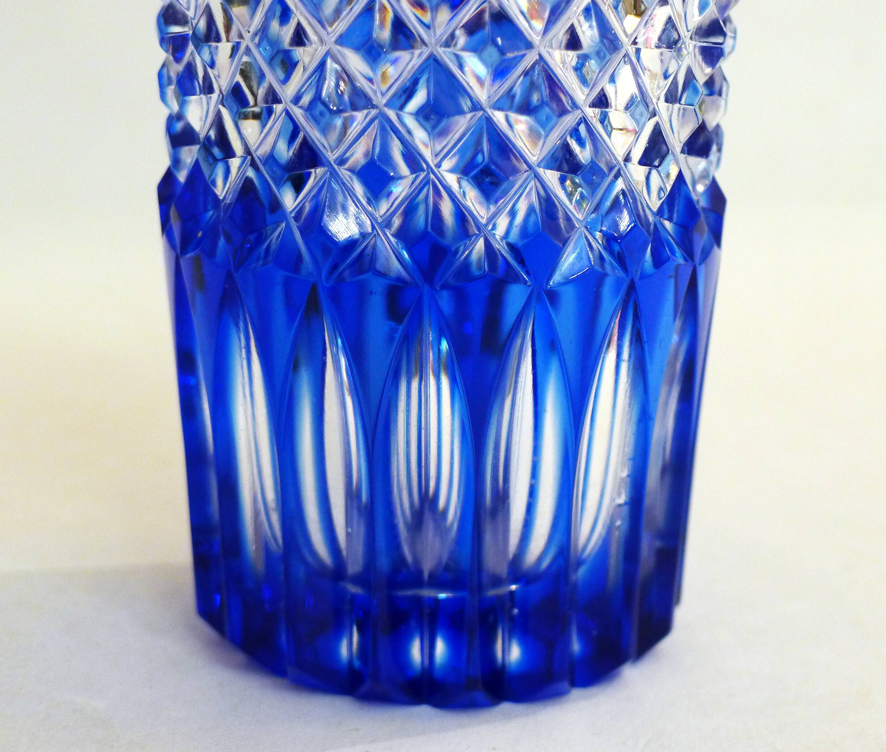 Cobalt blue cut vase