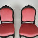 Napoleon III chairs in blackened wood and pink velvet, France, circa 1870.