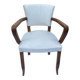 Art deco bridge armchair skai ivory white and solid wood 1930s