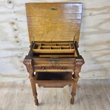 Antique walnut sewing table (19th century) Biedermeier side table