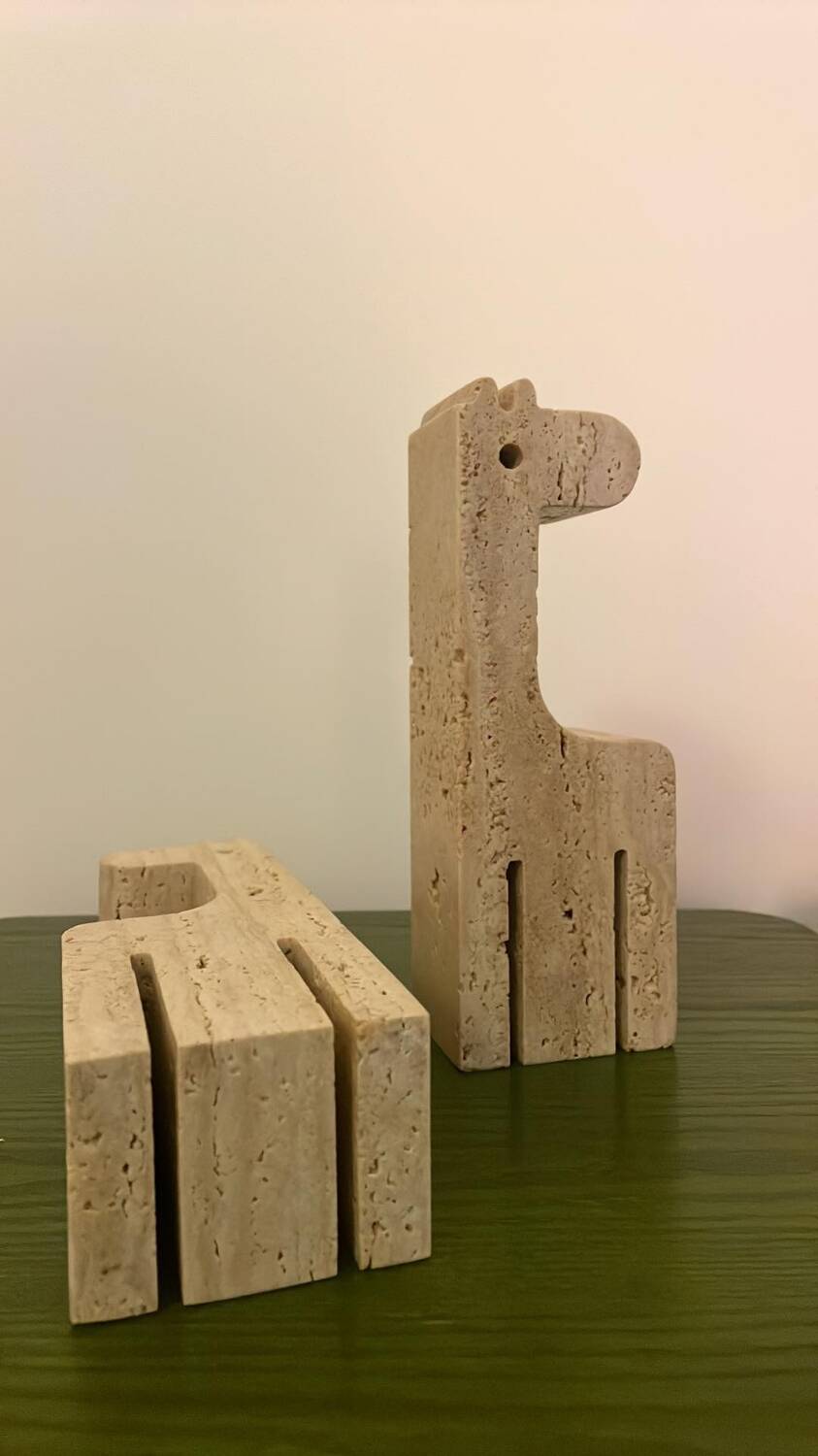 Travertine giraffe bookends, Fratelli Mannelli, Italy, 1970s