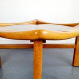Square coffee table in wood and smoked glass