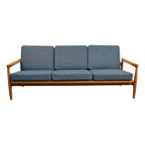 Vintage swedish design erik wørts oak 3-seater sofa