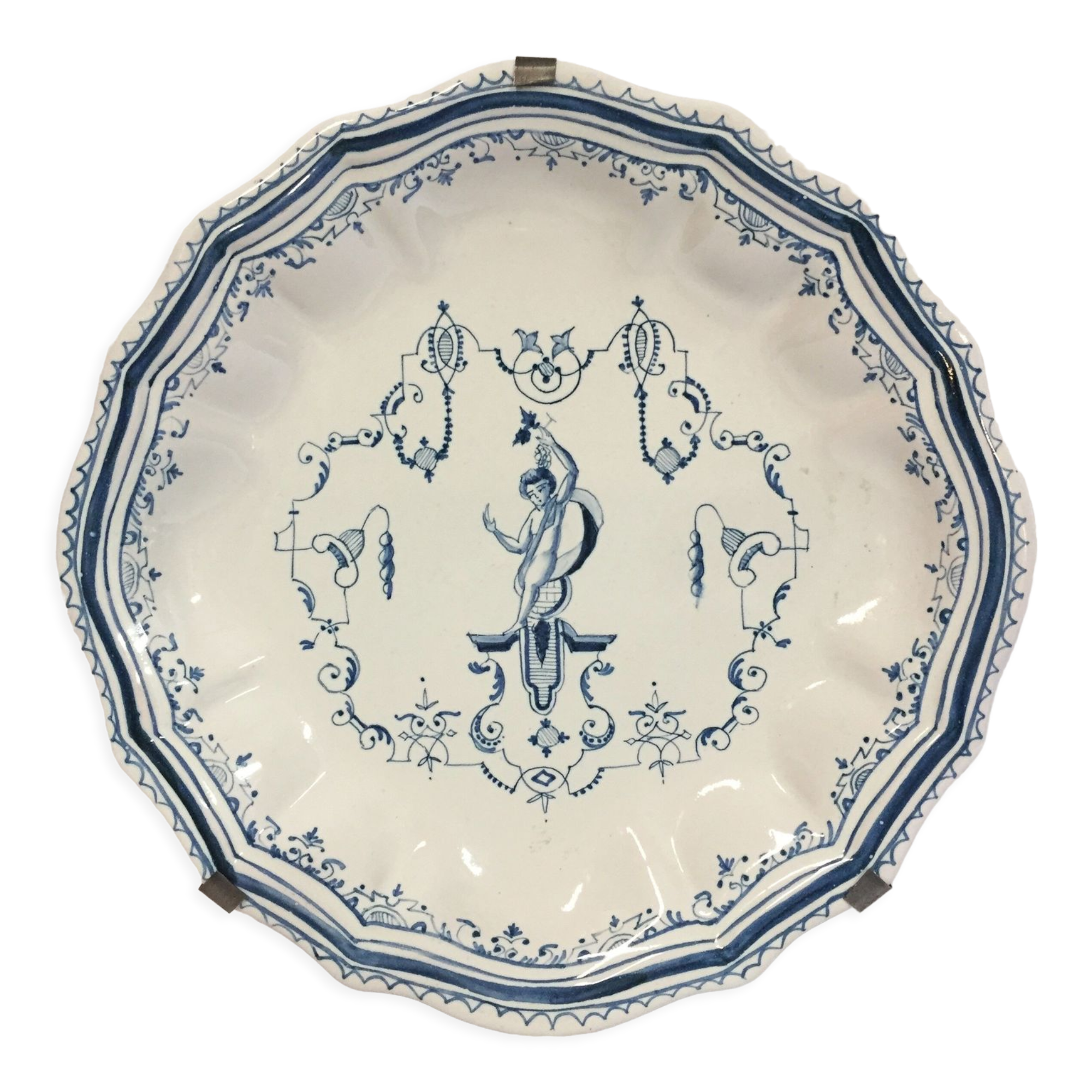Decorative plate earthenware of Moustiers décor a la berain