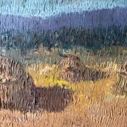 Haystacks, knife oil signed