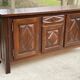 Art Deco sideboard in solid dark oak satin wood with 3 doors