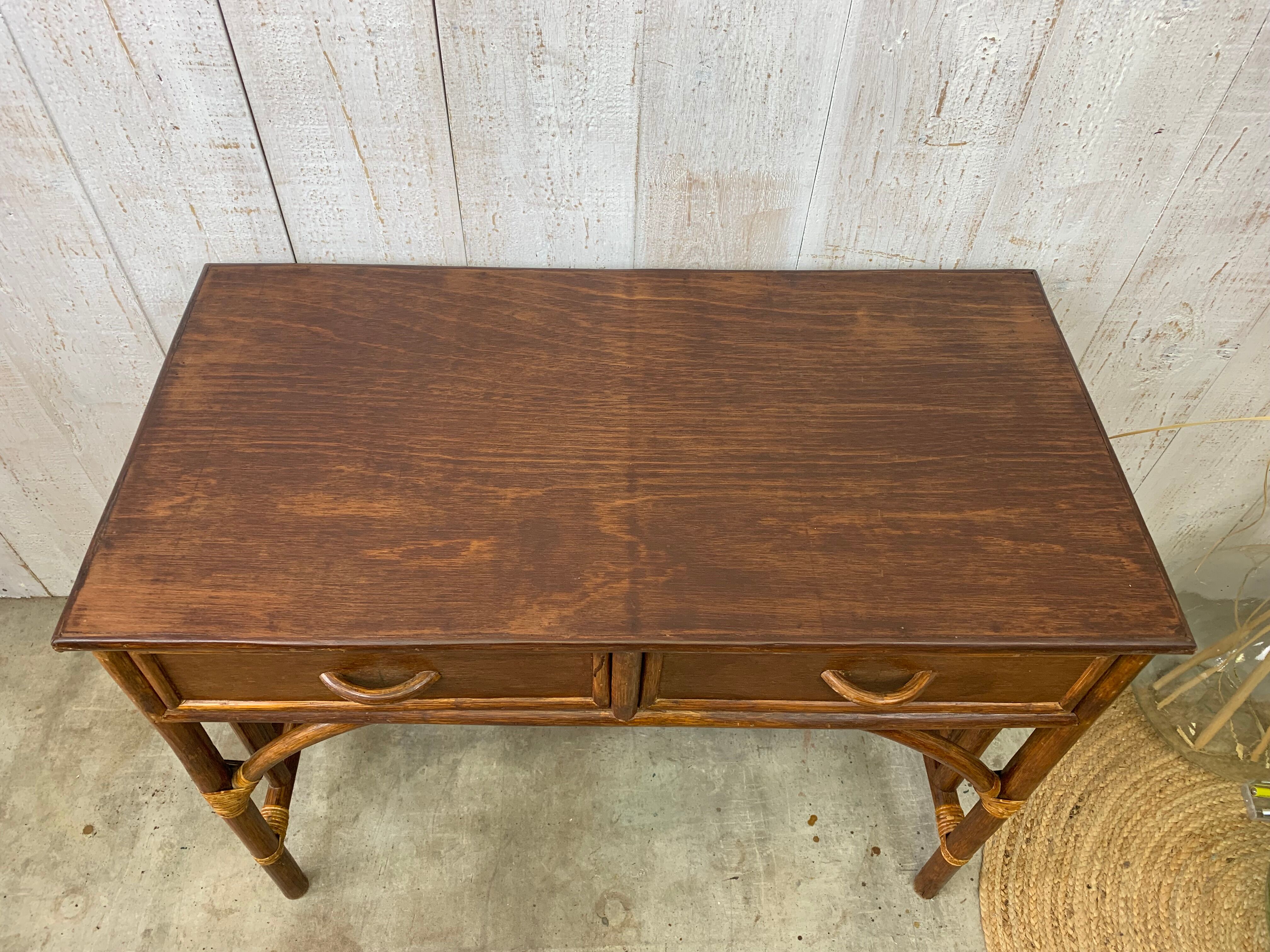 Rattan console/desk
