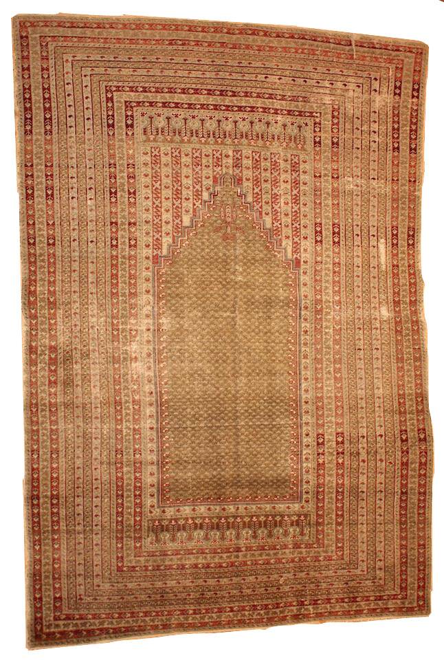 Handmade antique Turkish Ghurdes prayer rug 4.10' x 7.3' (152cm x 222cm) 1870s - 1B427
