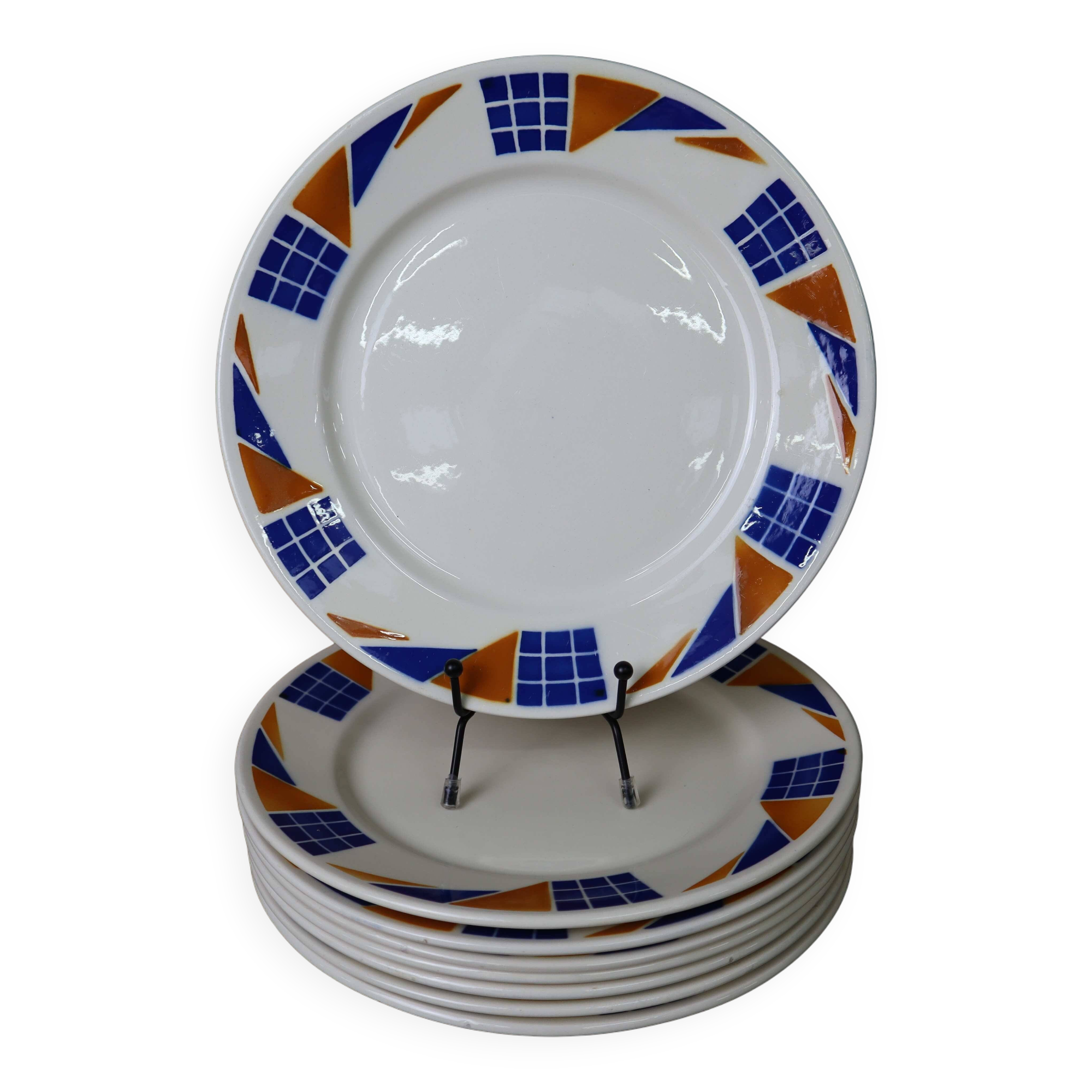 Set of 8 Badonviller flat plates Congo model
