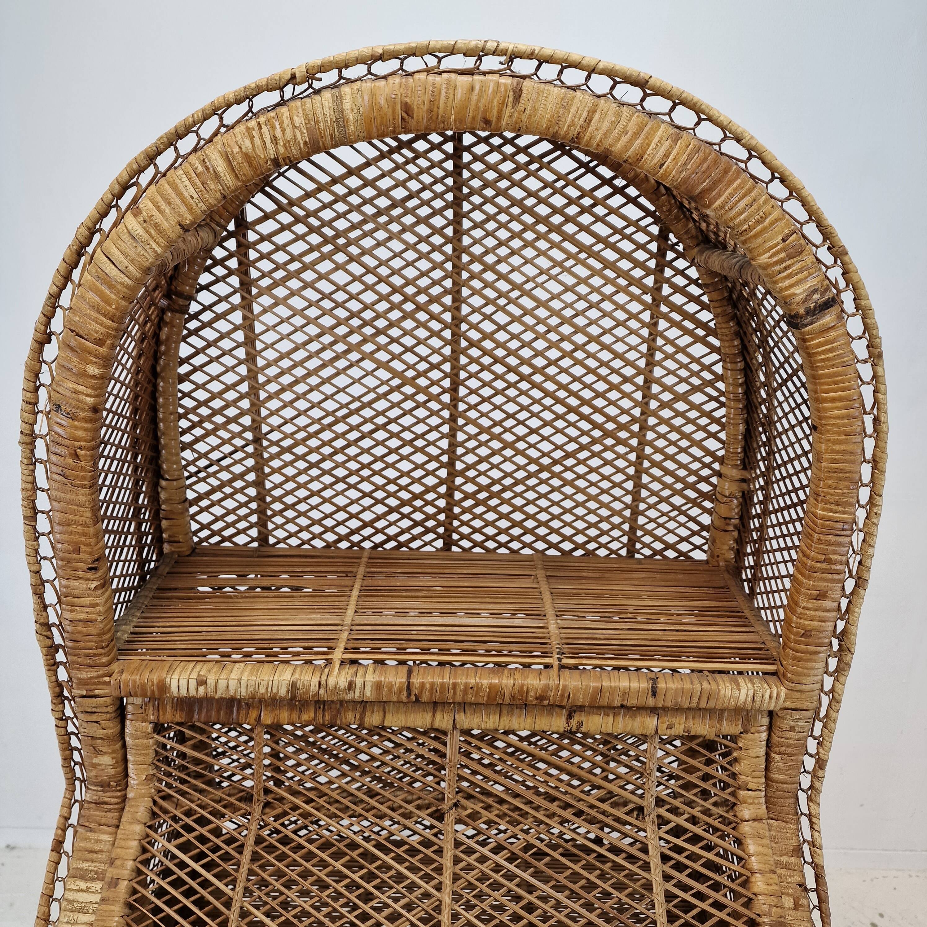 Italian bamboo and rattan credenza or bookcase, 1970s