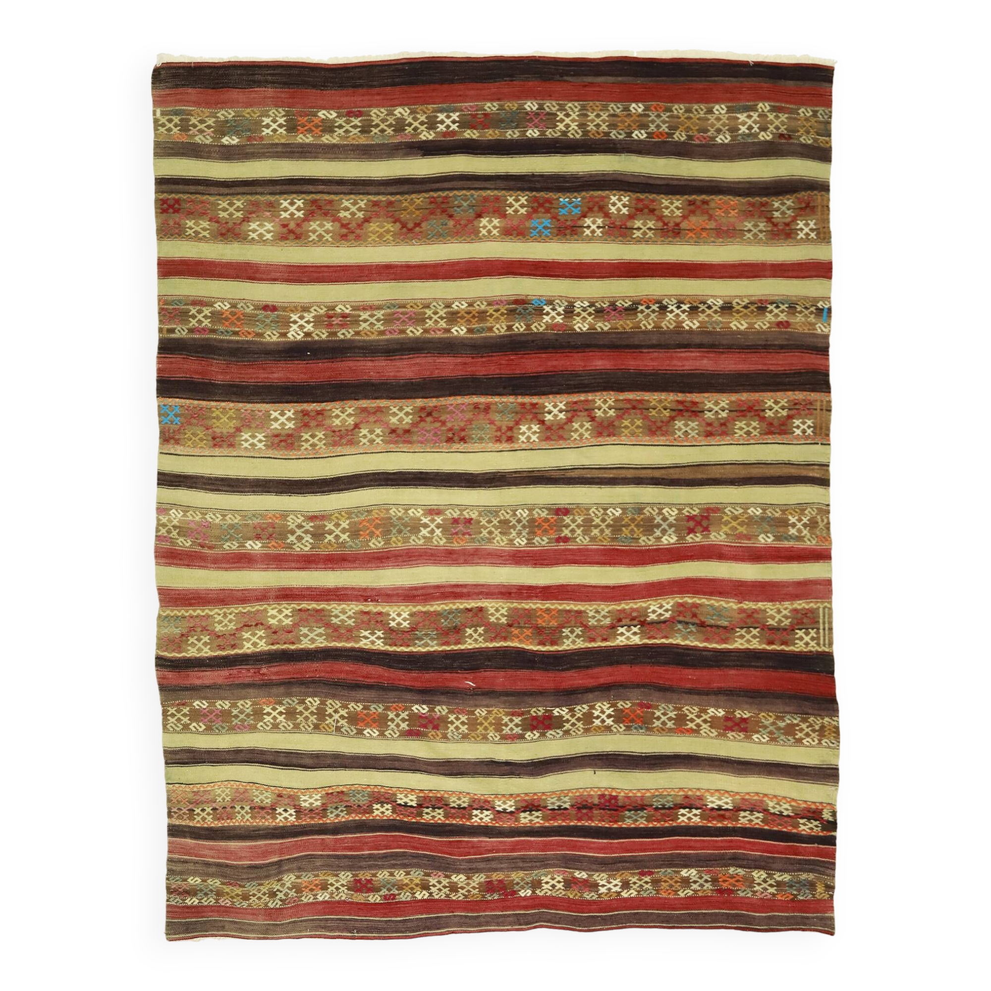 Turkish Anatolian Handmade Vintage Area Kilim Rug 216 cm x 160 cm