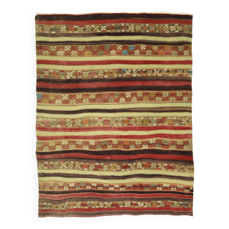 Tapis Kilim turc anatolien fait main vintage 216 cm x 160 cm