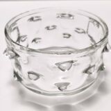 Vase en verre de Murano transparent avec bugne attribuable à Barovier