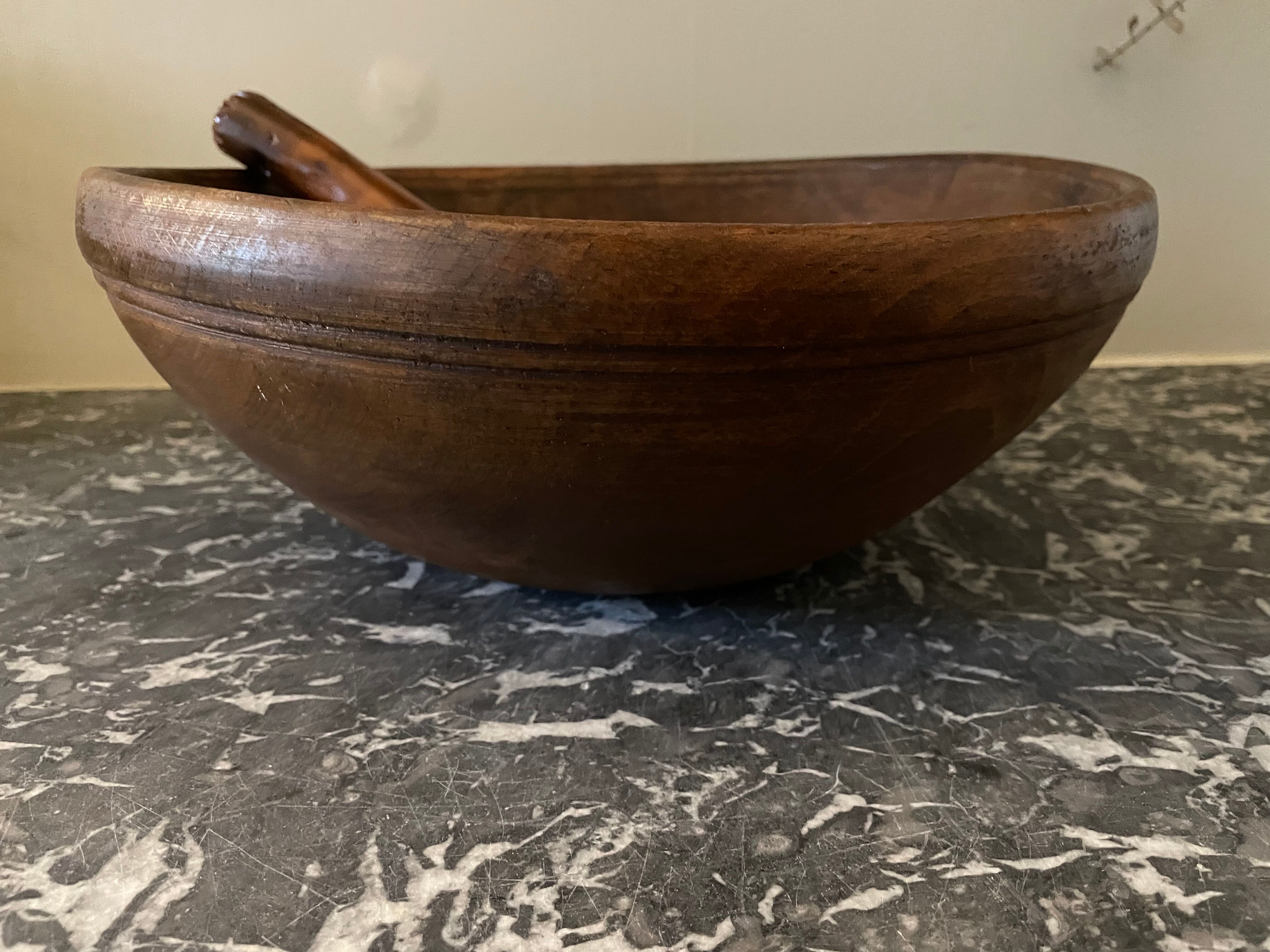 Raw wooden salad bowl