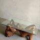 Vintage hand-carved wooden female nude sculpture coffee table